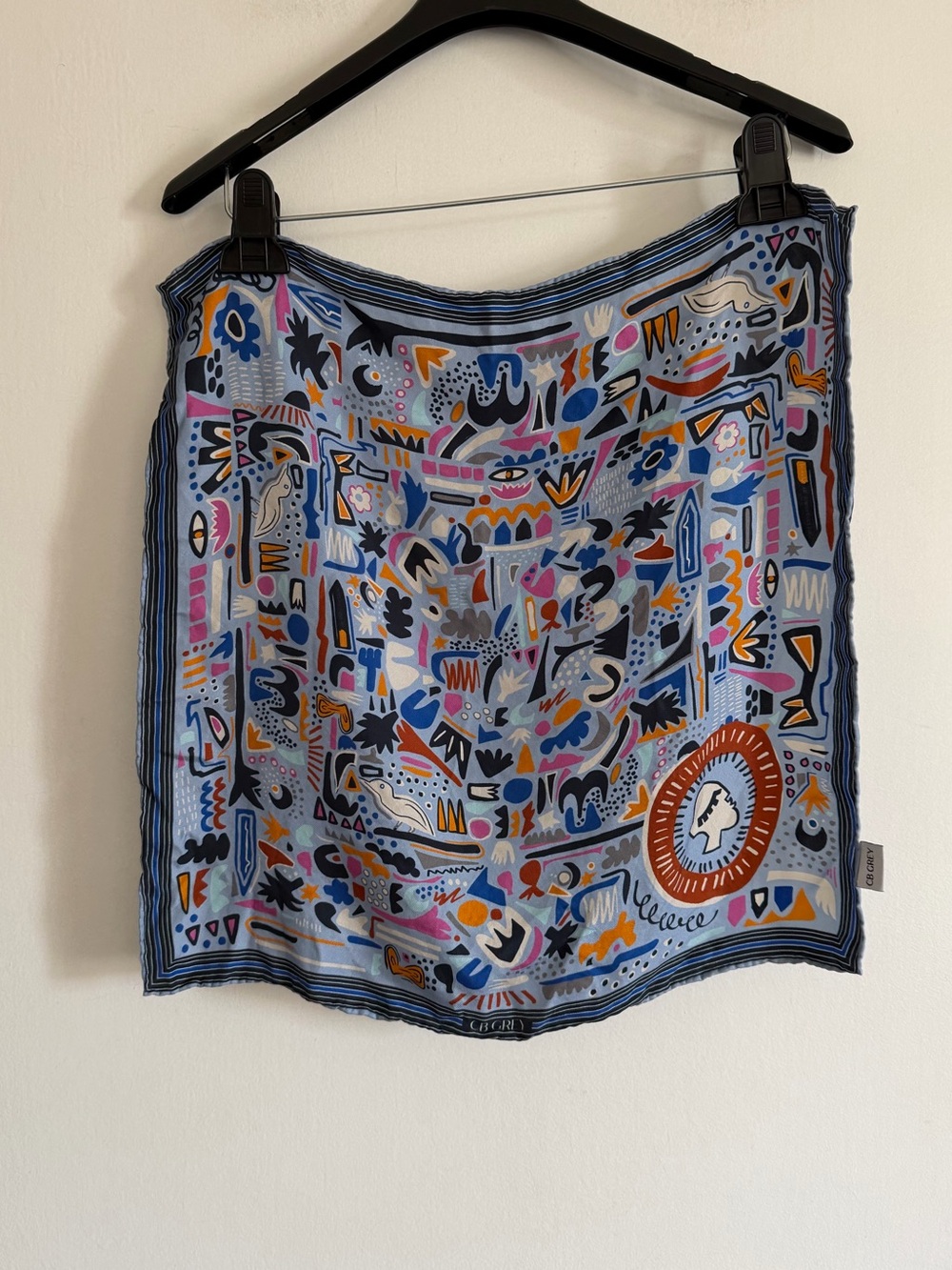 CB GREY 100% Silk Fun Design ‘The Elise Midi’ Pocket Square Scarf - Picture 6 of 11